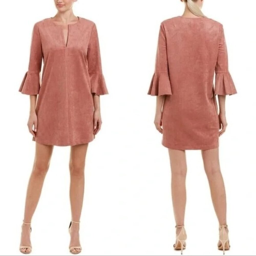 BCBGMaxazria Catier Rosedawn Bell Sleeve Suede Dress XS NWT 7764 Mini $195